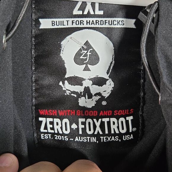 Zero Foxtrot Jacket Mens XXL Hooded Windbreaker Polyester Skull Military - Picture 8 of 12